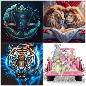 DIY Алмазная картина Старик и животное Набор для вышивки крестом Мозаичное искусство Алмазная картина Полный круг Алмазное украшение для дома Round 20x20cm