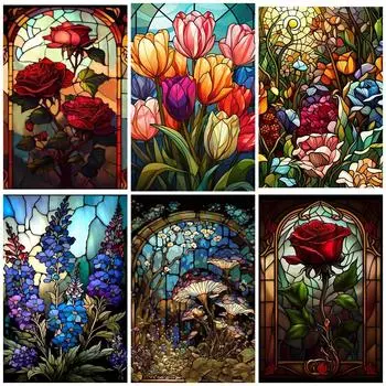 DIY Алмазная картина Стекло Искусство Вышивка крестом Набор Мозаика Искусство Алмазная картина Полный круг Алмазное украшение для дома Round 20x30cm