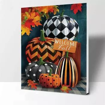 DIY Алмазная картина Тыква Набор для вышивки крестом Мозаика Искусство Алмазная картина Полный круг/Квадратный алмаз Украшение дома Round 20x30cm