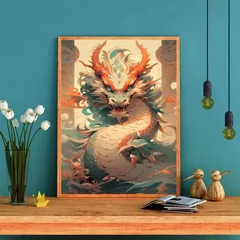 DIY Алмазная картина Укоренившийся синий дракон Набор для вышивки крестом Мозаика Искусство Алмазная картина Полный круг/Квадратный алмаз Украшение дома Round 20x30cm