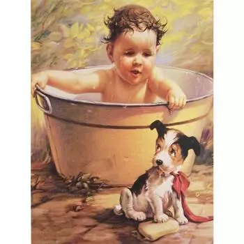 DIY Алмазная картина Вышивка крестиком Baby Shower Полные стразы Алмазная вышивка Собака 20X30CM