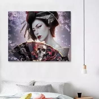 Diy Алмазная картина Вышивка крестиком Полный круглый мозаичный рисунок японская девушка Гейша Кабуки 20X30CM