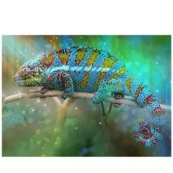 Diy Алмазная картина Вышивка крестом Хамелеон Алмазная вышивка Круглая Алмазная мозаика Картинки 20X30CM