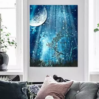 Diy Алмазная картина Вышивка крестом Морской пейзаж Дерево Круглые алмазные узоры для вышивки Стразы 20X30CM