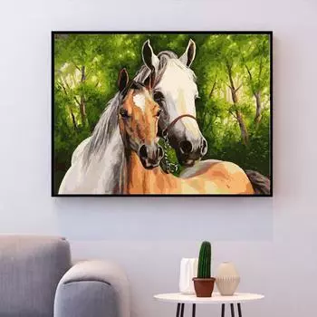 DIY Алмазная картина Вышивка крестом Живописный луг Рукоделие Мозаика Лошадь Алмазная вышивка 20X30CM