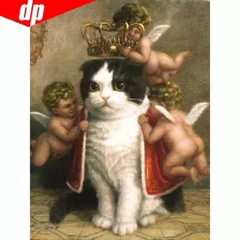 DIY Алмазная картина Вышивка Продажа Животное Кошка Полный круглый Алмазная мозаика Вышивка крестом 20X30CM