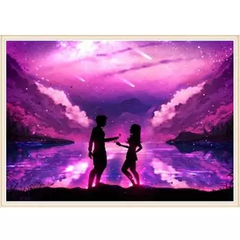 DIY Алмазная картина Вышивка Звездное небо Пейзаж Полный бриллиант Круглый пейзаж Домашний подарок 20X30CM
