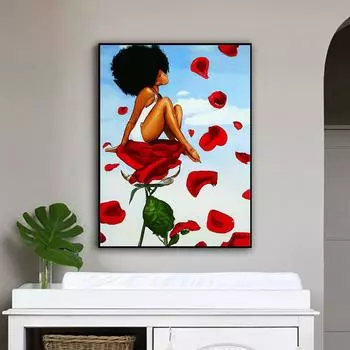 DIY Алмазная картина Женщина на розах Набор для вышивки крестом Мозаика Искусство Алмазная картина Полный круг/Квадратный алмаз Украшение дома Round 30x40cm