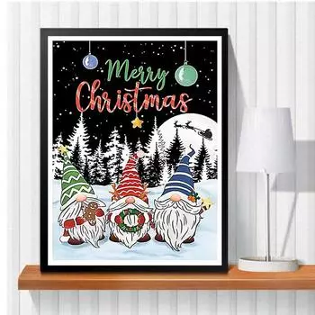 DIY Алмазная картина Зимний комплект для вышивки крестом Мозаика Искусство Алмазная картина Полный круг/Квадратный алмаз Украшение дома Round 30x40cm