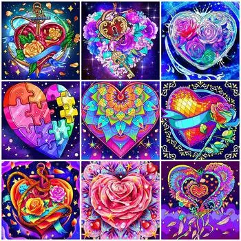 DIY Алмазная мозаика Цветок Красочный Новое поступление Картина Любовь Вышивка крестом Набор Полный квадрат Декор для дома Full Round 20x20CM