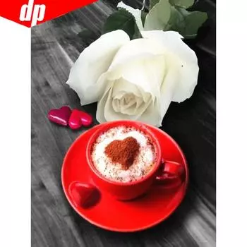 DIY Алмазная мозаика Кофе и цветочная вышивка Продажа Полная площадь Алмазная картина 20X30CM