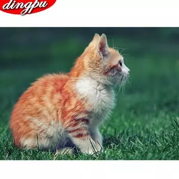 DIY Алмазная мозаика животное кошка и бабочка рукоделие полная круглая алмазная живопись вышивка крестиком алмазный кристалл настенное искусство 20X30CM