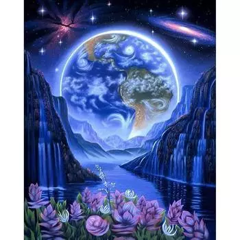 DIY Алмазная вышивка Абстрактное звездное небо Полный круглый алмазная живопись Мозаика Домашний декор 20X30CM