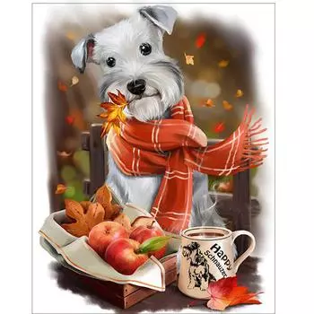 DIY алмазная вышивка Apple собака 5D алмазная живопись набор для вышивки крестом для гостиной набор для рукоделия вышивка 20X30CM