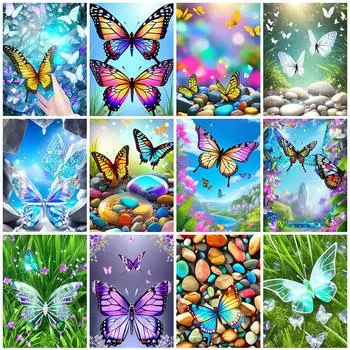 DIY Алмазная вышивка Бабочка Бисерная мозаика Животные Наборы для вышивки крестом Алмазная живопись Камень Новое поступление Подарок ручной работы Full Round 20X30CM