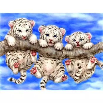 DIY Алмазная вышивка Белый тигр животное Алмазная картина Вышивка крестиком Украшение спальни 20X30CM