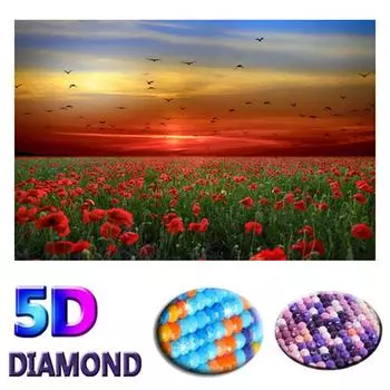 DIY Алмазная вышивка Цветочный морской пейзаж Вышивка крестом 5D Алмазная картина 20X30CM
