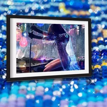 DIY Алмазная вышивка Девушка под дождем 5D Алмазная картина Горный хрусталь Мозаика Домашний декор 20X30CM