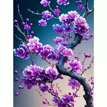 DIY Алмазная вышивка Картина Фиолетовый цветок с украшением дома Вышивка крестиком Алмазная мозаика 30x40 см/12x16 дюймов 30x40cm NO Frame