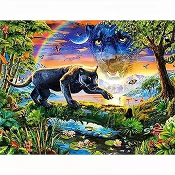 DIY Алмазная вышивка Лев рукоделие Алмазная картина животное полный круглый ремесло украшение дома 30x40 см/12x16 дюймов 30x40cm NO Frame