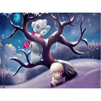 DIY Алмазная вышивка Мультфильм Медведь Полный круглый Алмазная картина Вышивка крестом 20X30CM