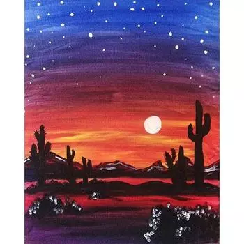 DIY Алмазная вышивка Ночная пустыня Полная круглая алмазная живопись Вышивка крестом 20X30CM