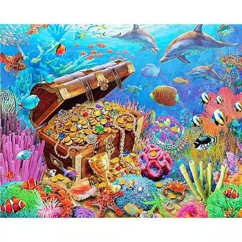 DIY Алмазная вышивка Подводный пейзаж Полная круглая алмазная живопись Вышивка крестом 20X30CM