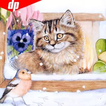 DIY Алмазная вышивка Продажа Кошка Алмазная картина Полный круглый Алмазная мозаика Вышивка крестом 30x30CM