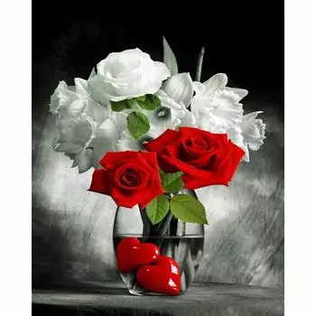 Diy Алмазная вышивка Стразы Красная-Белая Роза Набор для вышивки крестом Мозаика Ремесла 5D DIY Алмазная картина подарок 20X30CM