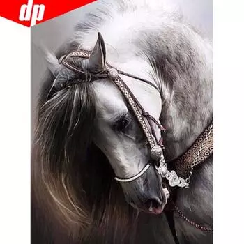 DIY Алмазная вышивка Животное Лошадь Полная круглая картина Горный хрусталь Алмазная картина 20X30CM