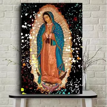 DIY алмазная живопись абстрактная религиозная Гваделупа Мексика леди 5d алмазная вышивка мозаика вышивка крестиком украшение дома Full Round 20x30CM