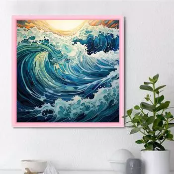 DIY алмазная живопись бурное море набор для вышивки крестом мозаика искусство алмазная живопись полный круг/квадратный алмаз украшение дома Round 25x25cm