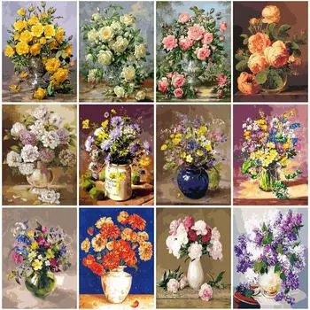 Diy алмазная живопись цветок Алмазная вышивка мозаика полный круглый вышивка крестиком украшение дома настенное художественное украшение Full Round 20x30CM