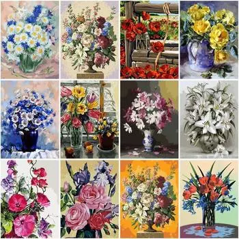DIY алмазная живопись цветы Алмазная вышивка полный комплект горный хрусталь мозаика подарочные украшения для дома Full Round 20x25CM