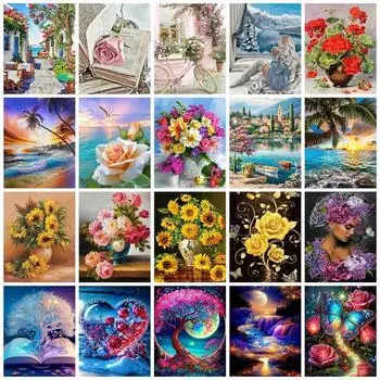 DIY алмазная живопись цветы набор для вышивки крестом мозаика искусство алмазная живопись полный круг/квадратный алмаз украшение дома Round 20x30cm