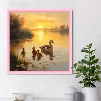 DIY алмазная живопись детская утка и мама-утка набор для вышивки крестом мозаика искусство алмазная живопись полный круг/квадратный алмаз украшение дома Round 25x25cm