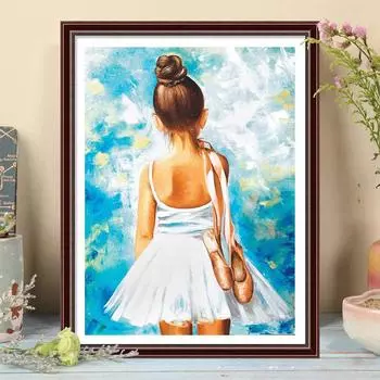 DIY алмазная живопись девушка танцует балет комплект для вышивки крестом мозаика искусство алмазная живопись полный круг/квадратный алмаз украшение дома Round 20x30cm