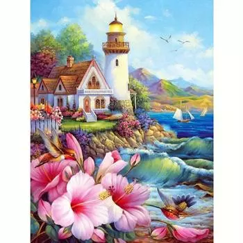 DIY алмазная живопись дом цветок вышивка мозаика морской пейзаж картина из стразов украшение дома 30x40 см/12x16 дюймов 30x40cm NO Frame