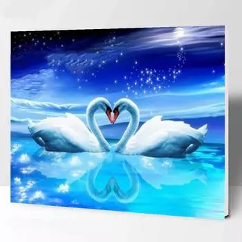 DIY алмазная живопись два лебедя набор для вышивки крестом мозаика искусство алмазная живопись полный круг/квадратный алмаз украшение дома Round 20x30cm