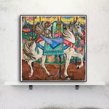 DIY алмазная живопись две лошади комплект для вышивки крестом мозаика искусство алмазная живопись полный круг/квадратный алмаз украшение дома Round 30x30cm