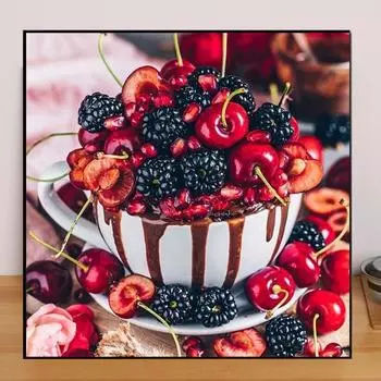 DIY алмазная живопись фруктовое блюдо набор для вышивки крестом мозаика искусство алмазная живопись полный круг/квадратный алмаз украшение дома Round 25x25cm