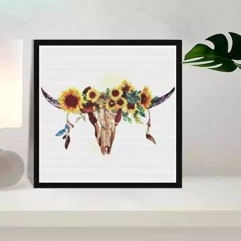 DIY алмазная живопись голова коровы с цветами набор для вышивки крестом мозаика искусство алмазная живопись полный круг/квадратный алмаз украшение дома Round 40x40cm