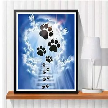 DIY алмазная живопись кошачьи следы набор для вышивки крестом мозаика искусство алмазная живопись полный круг/квадратный алмаз украшение дома Round 20x30cm