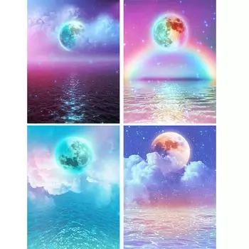 DIY алмазная живопись красивая Радуга Луна пейзаж 5D горный хрусталь Алмазная вышивка крестиком мозаика украшение дома подарок 30X40cm