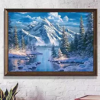DIY алмазная живопись красивая снежная гора набор крестиков мозаика искусство алмазная живопись полный круг/квадратный алмаз украшение дома Round 30x40cm