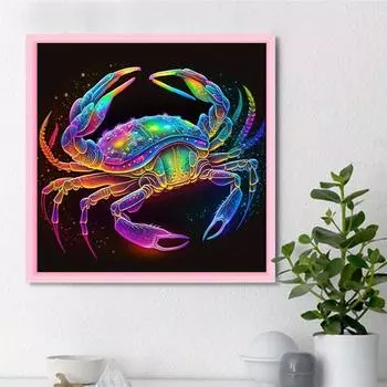 DIY алмазная живопись красочный краб набор для вышивки крестом мозаика искусство алмазная живопись полный круг/квадратный алмаз украшение дома Round 25x25cm