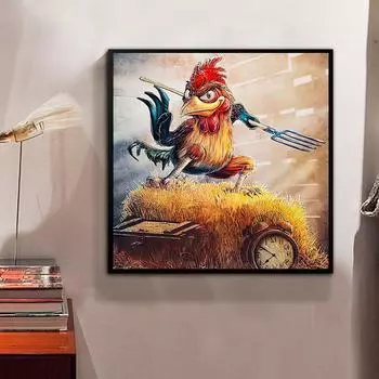 DIY алмазная живопись кунг-фу курица вышивка крестиком комплект мозаика искусство алмазная живопись полный круг/квадратный алмаз украшение дома Round 25x25cm