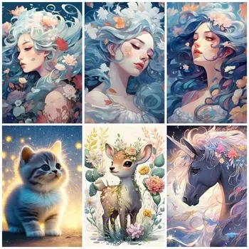 DIY алмазная живопись лошадь и девушка набор для вышивки крестиком мозаика искусство алмазная живопись полный круг/квадратный алмаз украшение дома Round 20x30cm