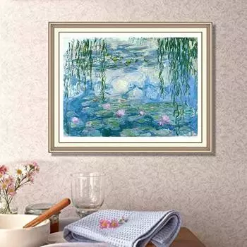 DIY алмазная живопись лунный свет над прудом с лотосами набор для вышивки крестом мозаика искусство алмазная живопись полный круг/квадратный алмаз украшение дома Round 20x30cm
