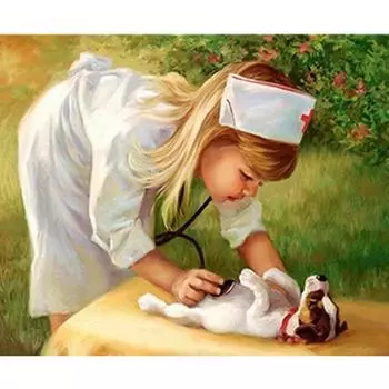 DIY алмазная живопись медсестра собака вышивка крестом мозаика полный квадратный круглый 5D украшение дома Алмазная вышивка художественный подарок Full Round 20X30CM